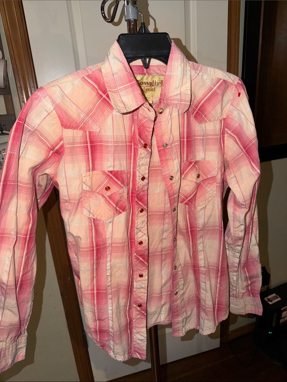 Cow Girl Legend Pink Plaid Girls' Western Button-Up Shirt